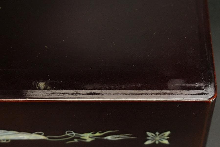 朝鮮 韓国 螺鈿 竹笹 蓋物(A848)