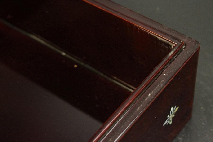 朝鮮 韓国 螺鈿 竹笹 蓋物(A848)