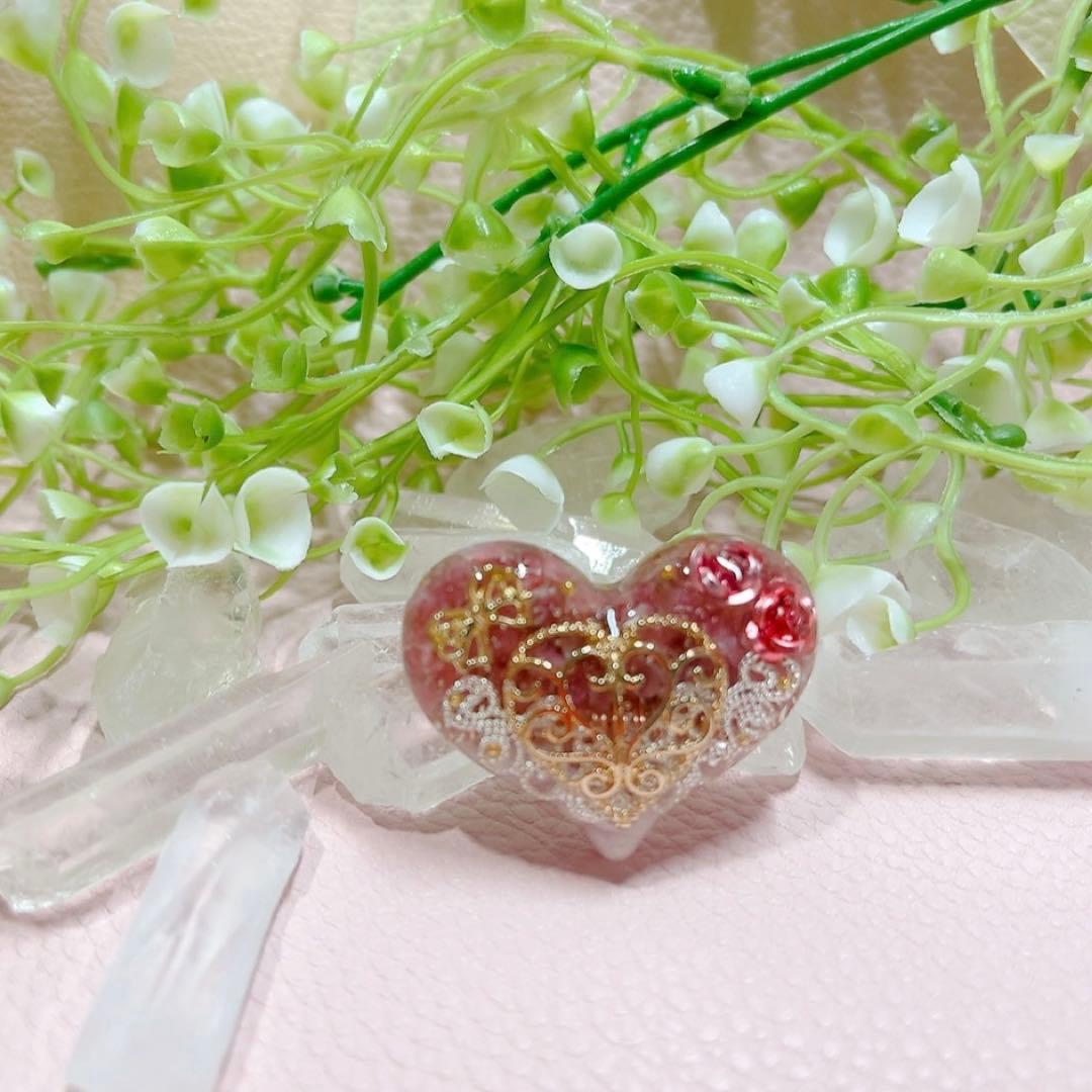 癒しのオルゴナイト❤️ピンクトルマリン＋ミルキークンツァイトのハート型♡