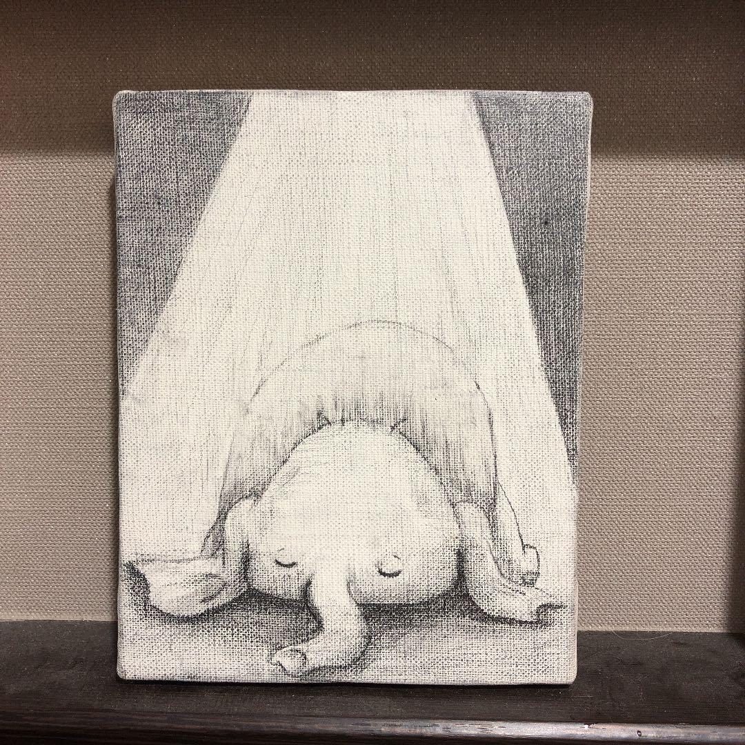 鉛筆画　「ねむるぞう」　原画　キャンバスF0