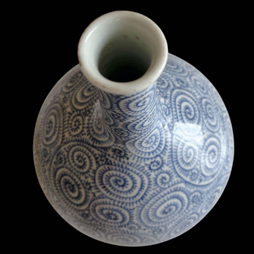 古伊万里 大徳利 花瓶 蛸唐草 染付け 骨董品 アンティーク 陶器 大きいサイズ