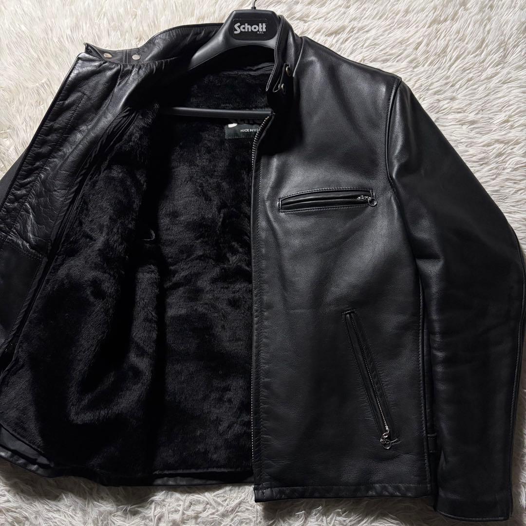【美品/新型】schott ライダースジャケット　641 本革　黒　米国製　40