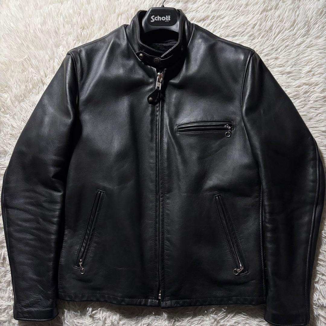 【美品/新型】schott ライダースジャケット　641 本革　黒　米国製　40