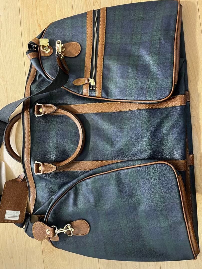 LETTER ボストンバッグ ネイビーとグリーンチェック