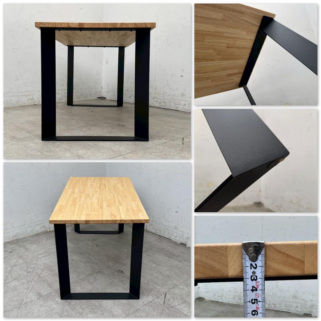 T1238☆展示品☆カナデモノ　テーブル　ラバーウッド　W1400　アイアン