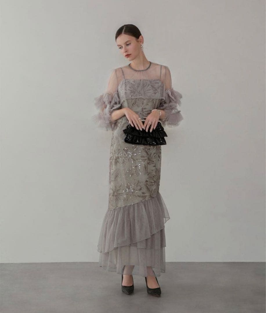 ゆさん専用出品、Leja フラワースパンコールチュールフリルスリーブI