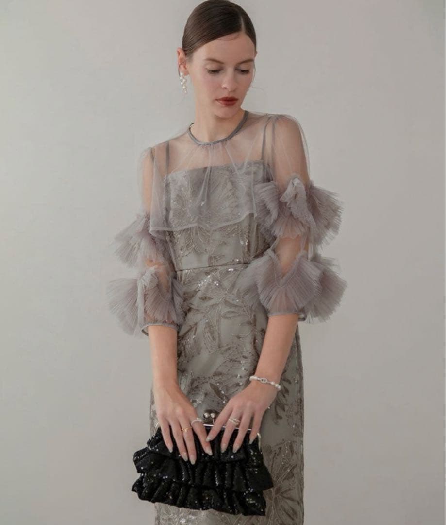 ゆさん専用出品、Leja フラワースパンコールチュールフリルスリーブI