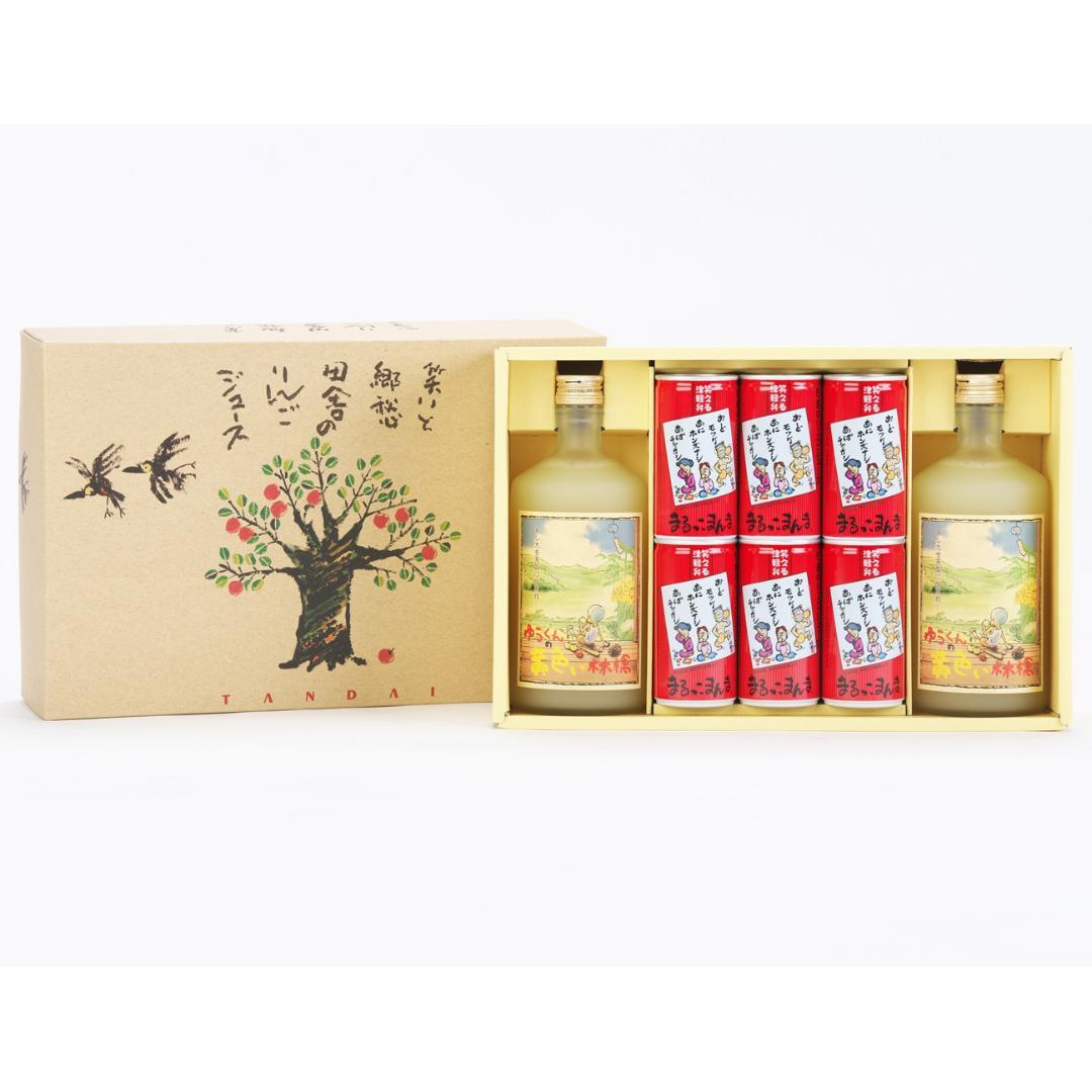 瓶と缶の詰合せ果汁100%りんごジュース【720ml瓶2本・195g缶6本】2箱