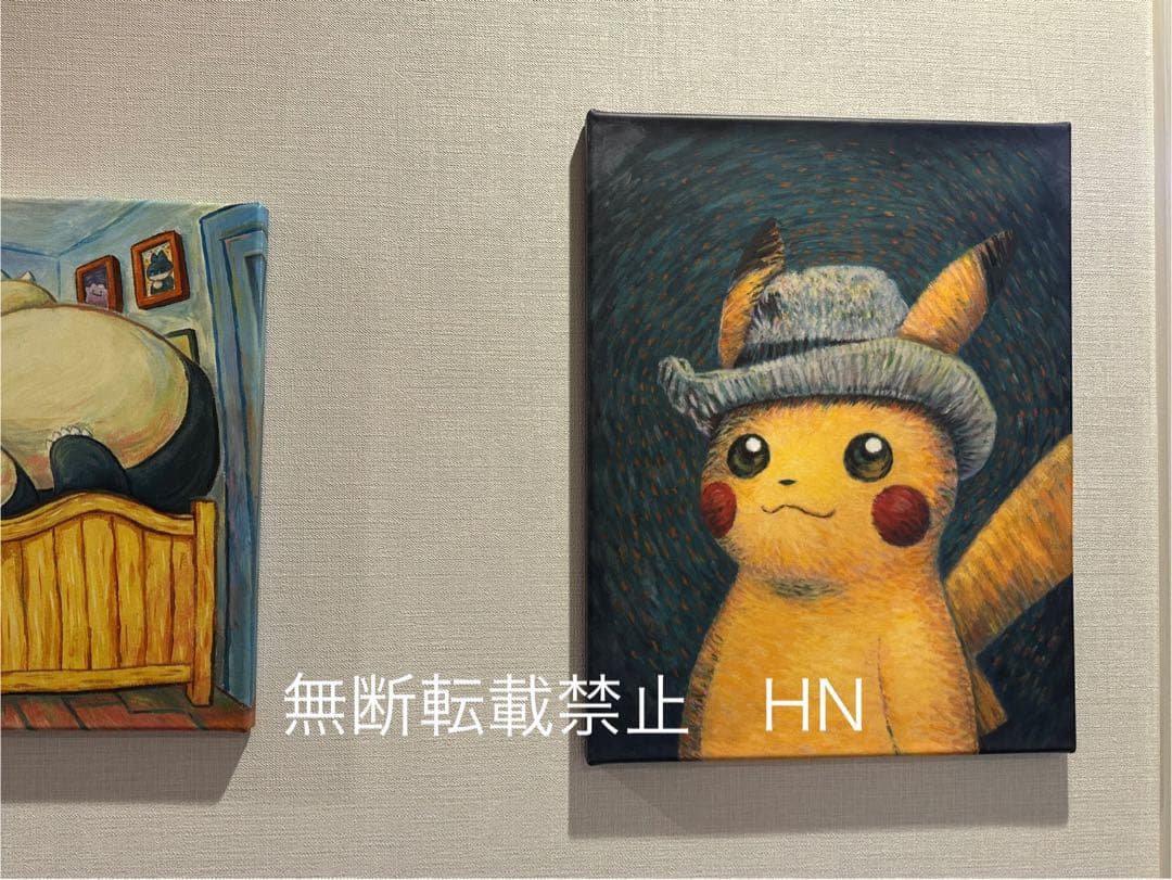 ゴッホピカチュウ　キャンバスアート　　Sサイズ　45×35cm