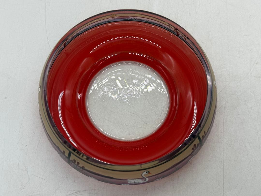 アールデコガラス　白鳥　菓子皿　アンティークガラス　送料込み251031