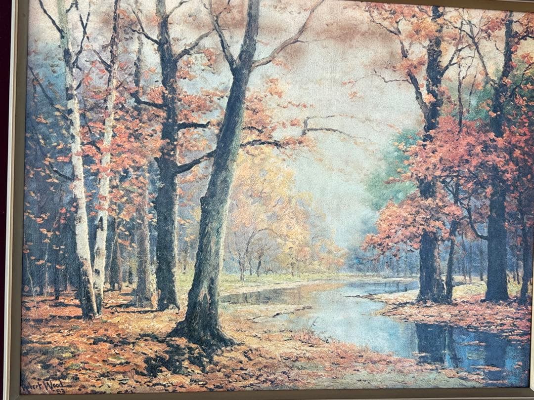 秋景色　ロバートウッド作　複製画 ビンテージ