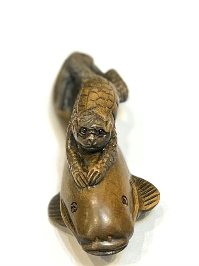 アンティーク根付 河童と鯰