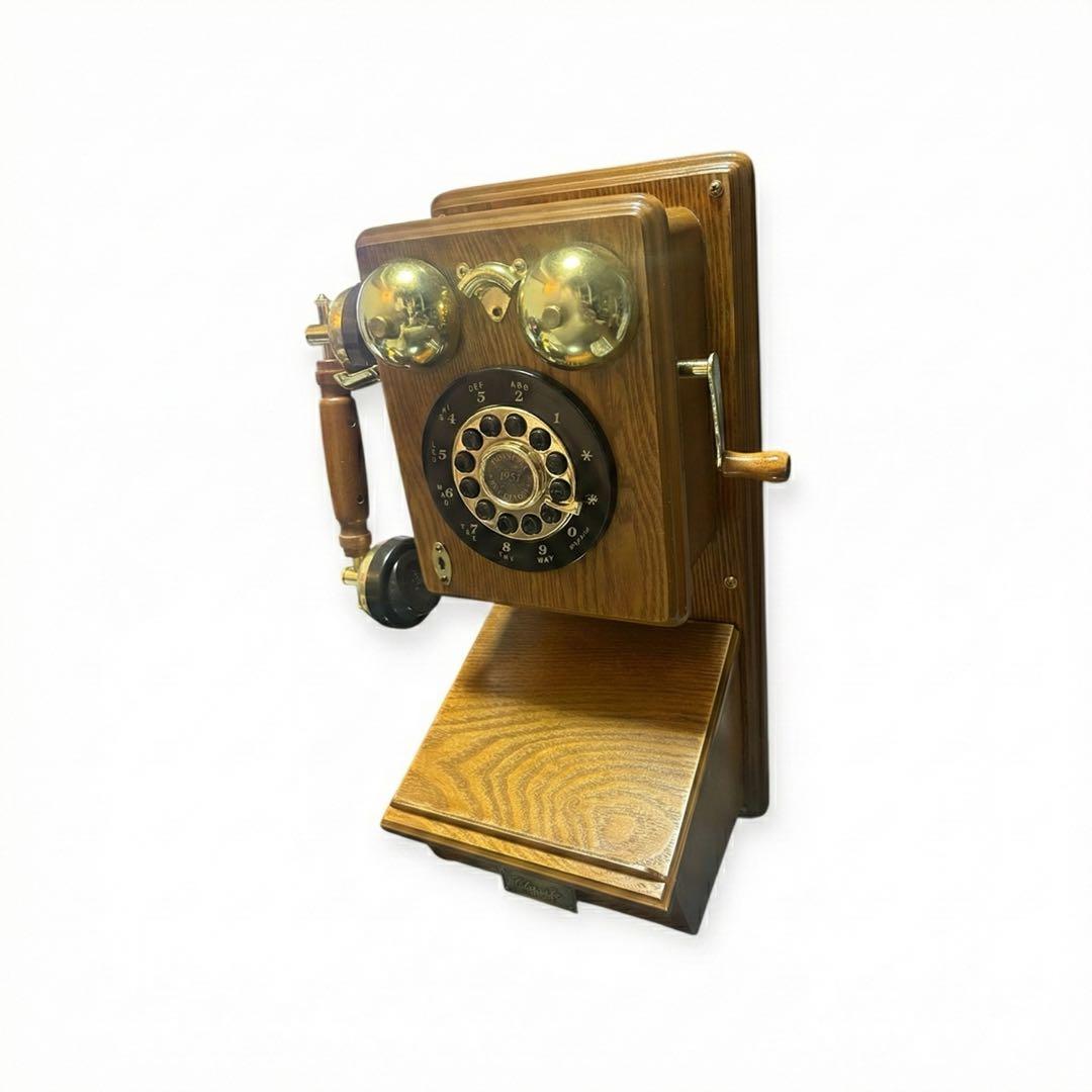 アンティーク電話機 木製 COUNTRY 1927 昭和レトロ 布巻きコード付