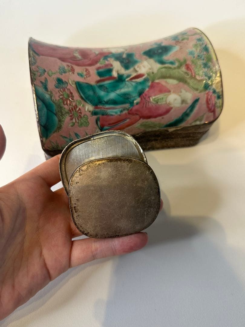 清時代 人物香合 中国骨董 古董 香合 2点セット