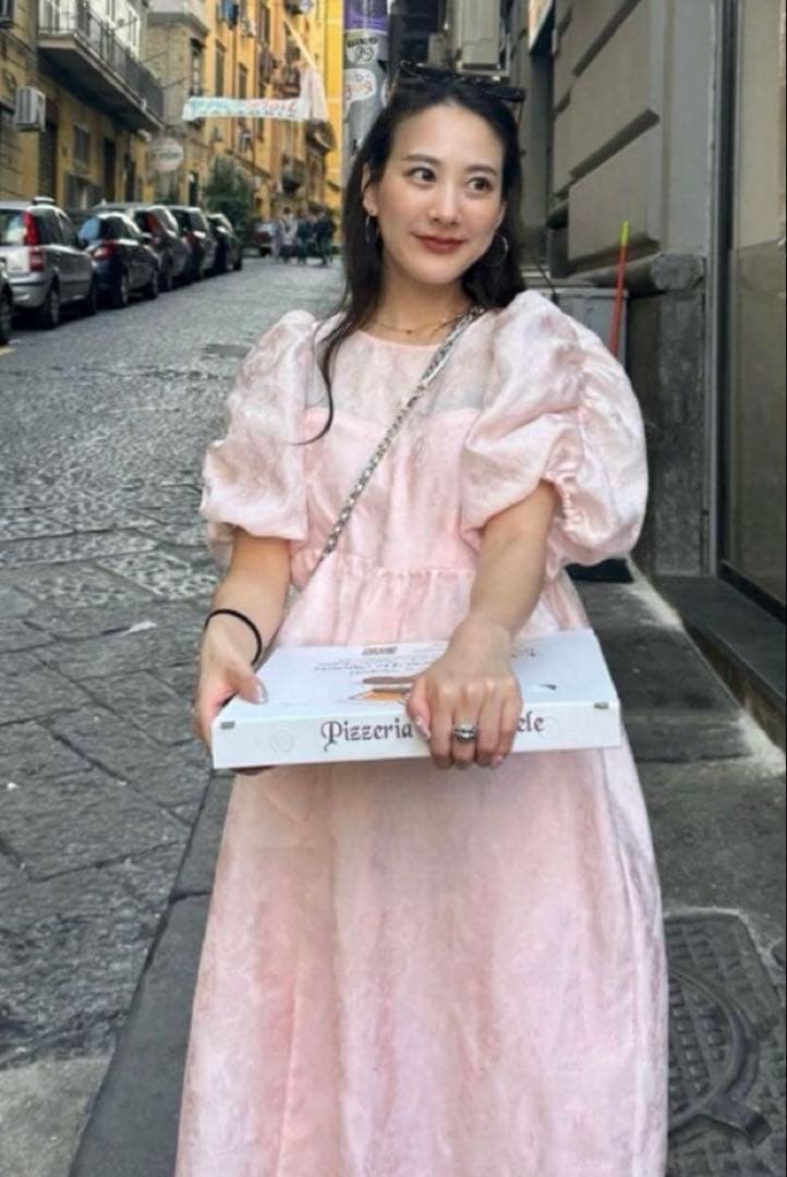 ANDRESD パフスリーブジャカードドレス Mサイズ