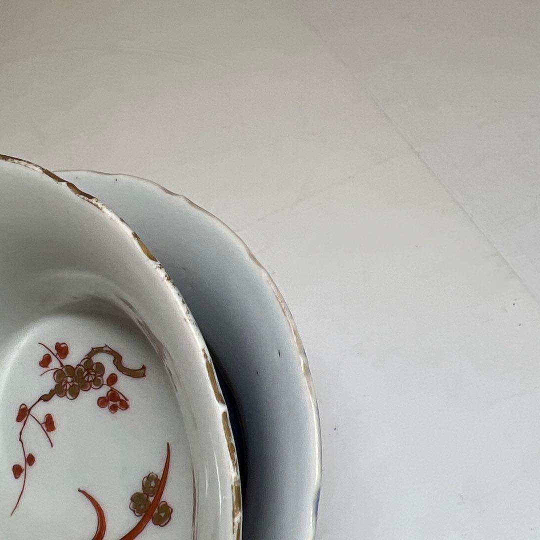 古伊万里　瑠璃金彩　向付5客　直径11.5㎝木箱付タルチ　東な8-0121☆2F