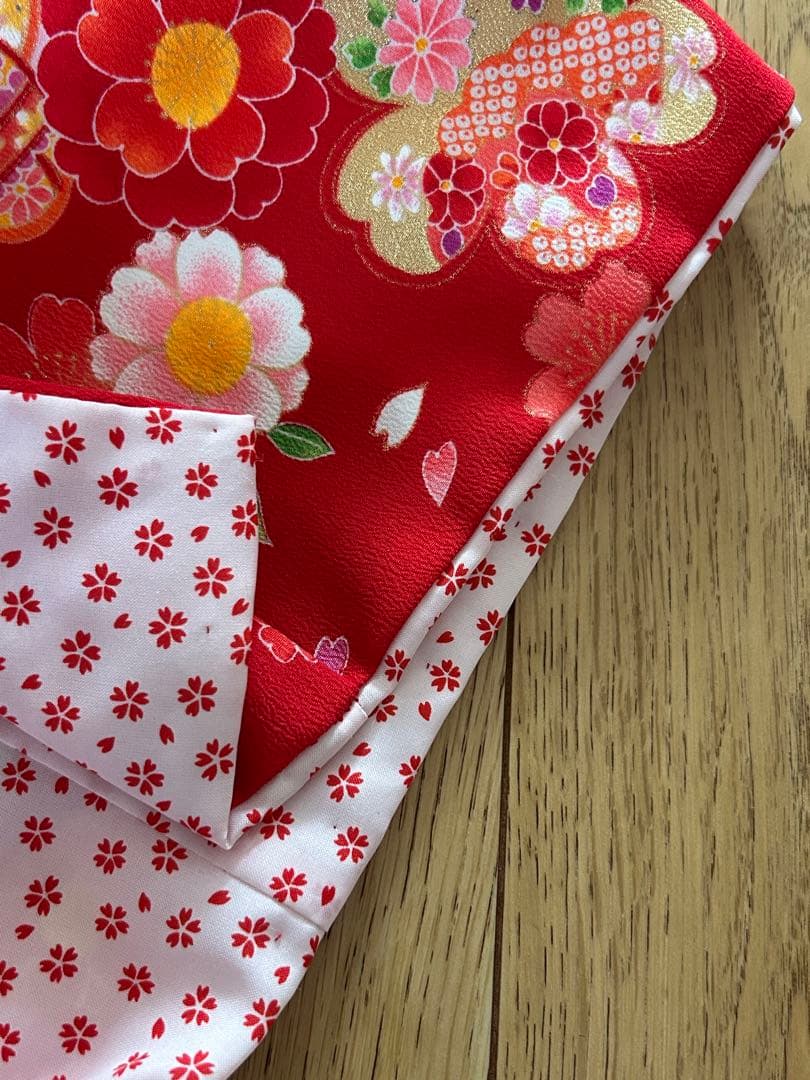 ラン様　花夢二　七五三3歳被布セット赤　日本製