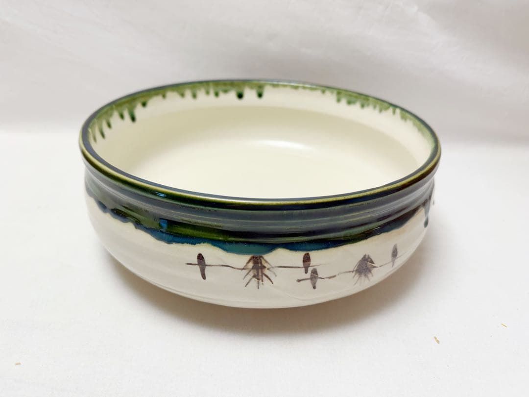 ほぼ未使用 茶道具 加藤五陶造 織部焼 平水指 割蓋 陶印 元箱