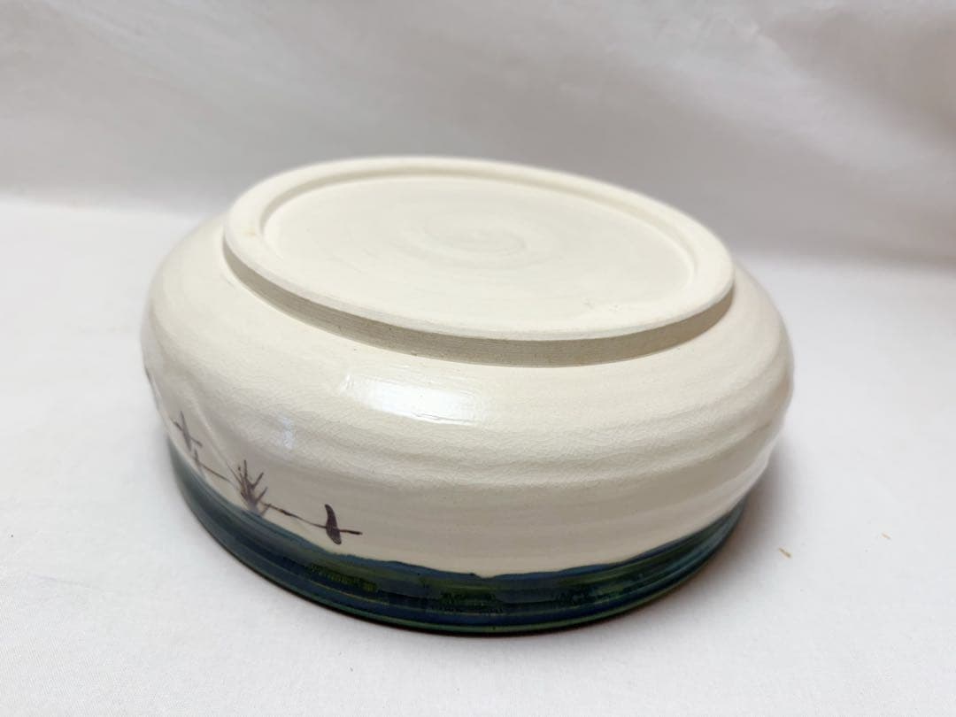 ほぼ未使用 茶道具 加藤五陶造 織部焼 平水指 割蓋 陶印 元箱