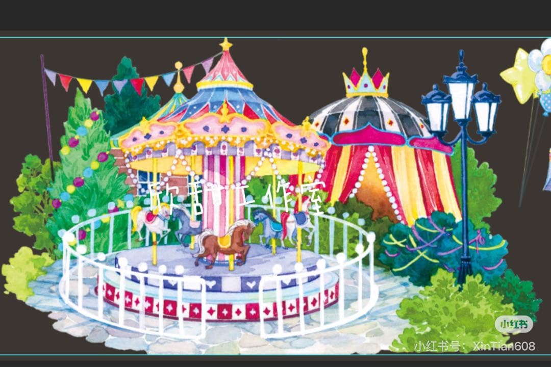 【9426】海外3/5/巻PETマスキングテープ　遊園地　アトラクション　背景系