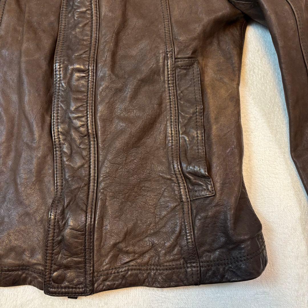 【高級馬革】5351プールオム　シングルライダース レザージャケット ブラウン