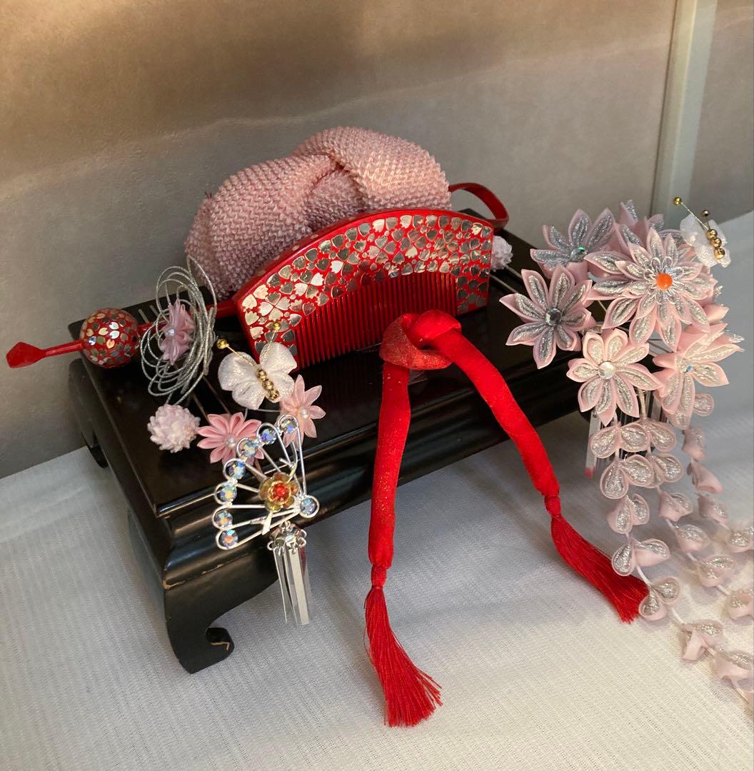 専用　七五三　舞妓簪　銀花藤下がりの簪　金属簪 櫛簪　玉簪　Uピン簪　水引簪