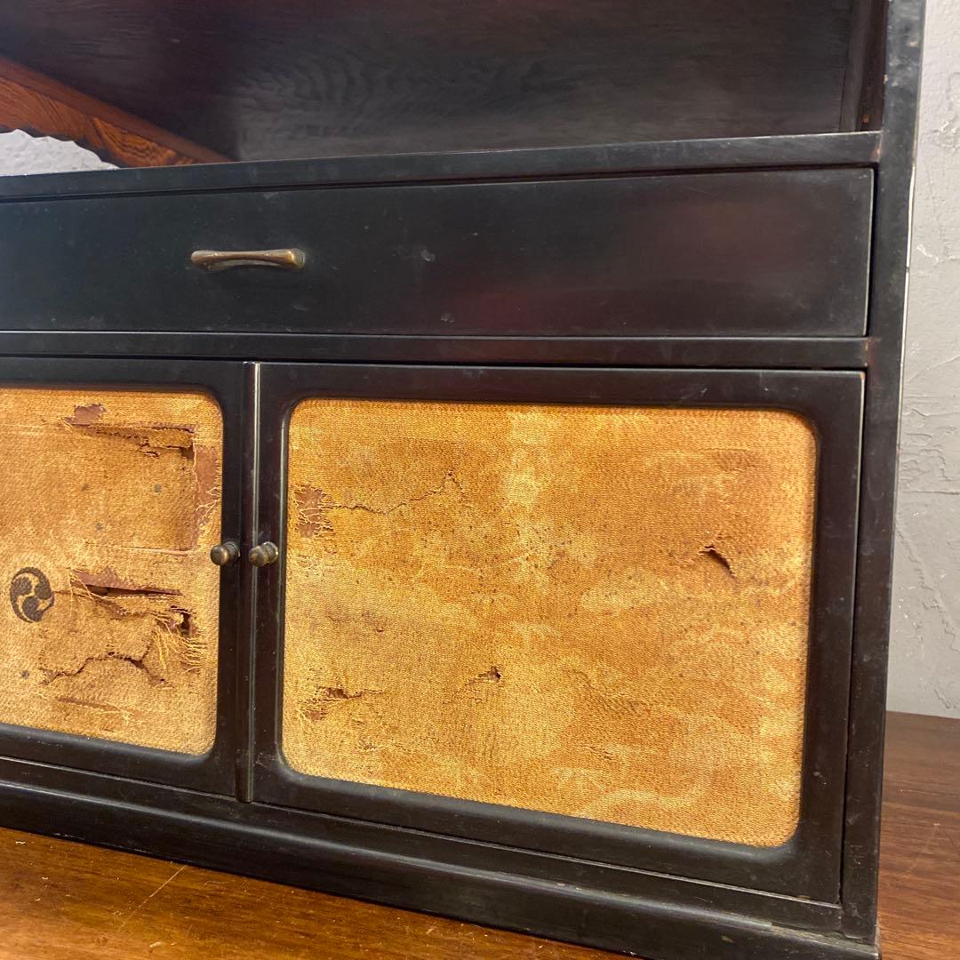 時代物 飾り棚 三つ巴 家紋 骨董品 和家具 古民家 古道具 収納