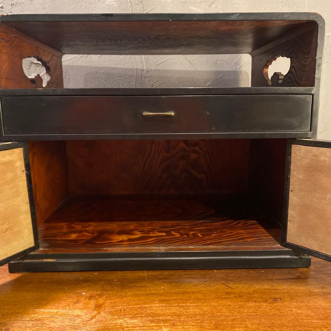 時代物 飾り棚 三つ巴 家紋 骨董品 和家具 古民家 古道具 収納