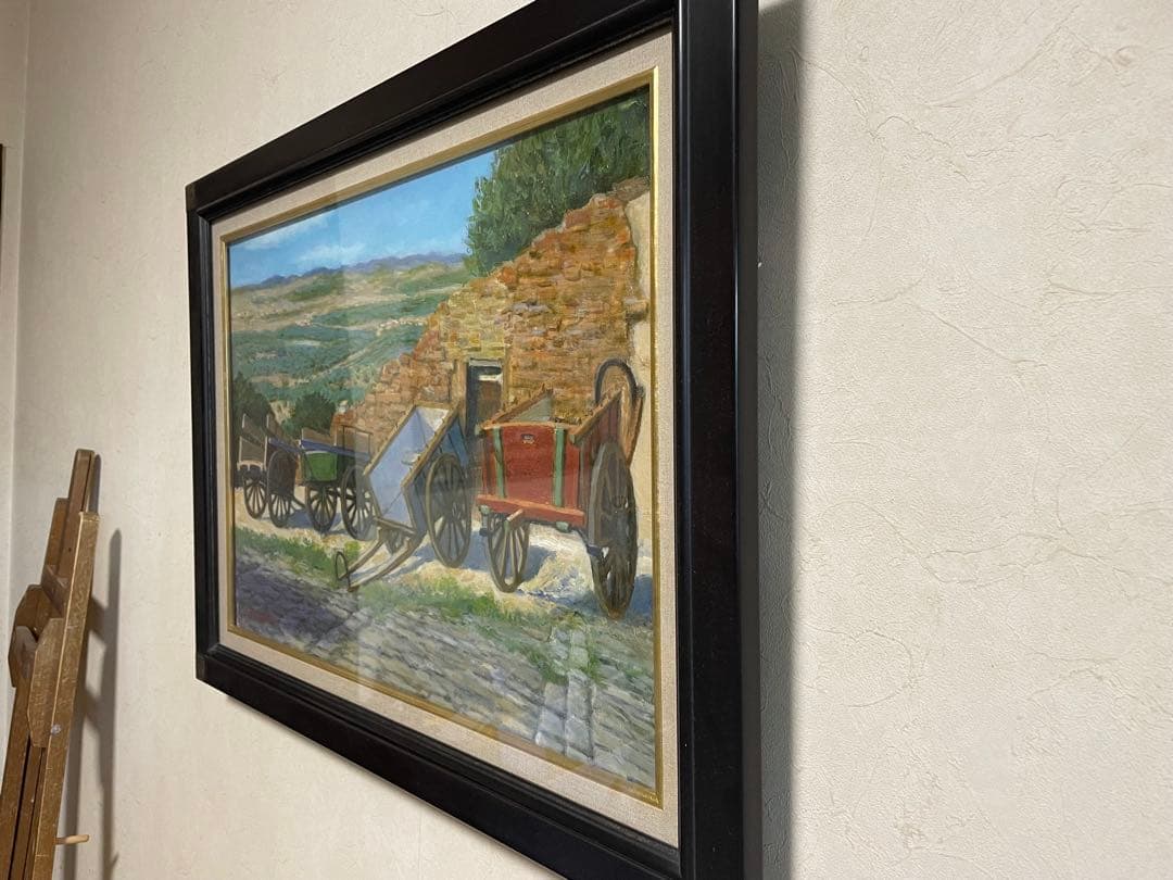 風景画 油彩画 黒フレーム　54×73