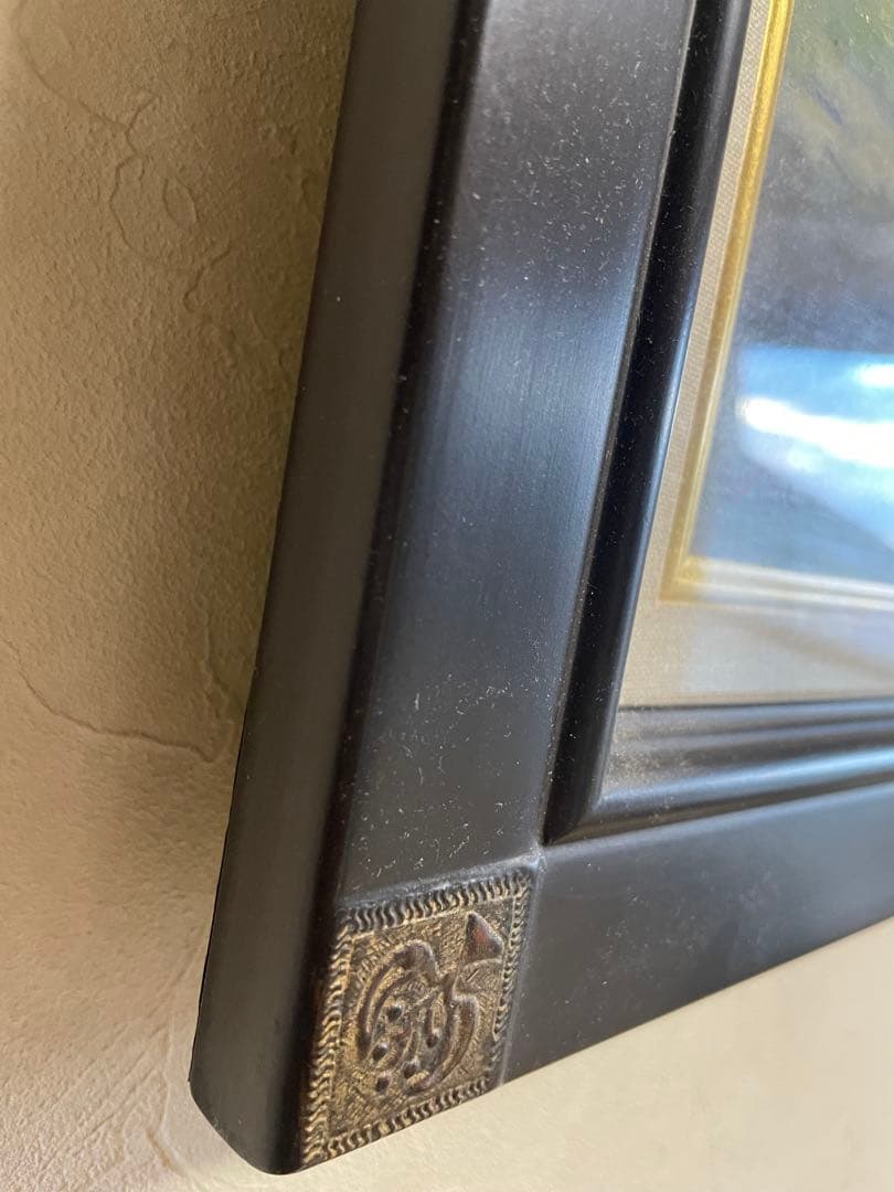 風景画 油彩画 黒フレーム　54×73