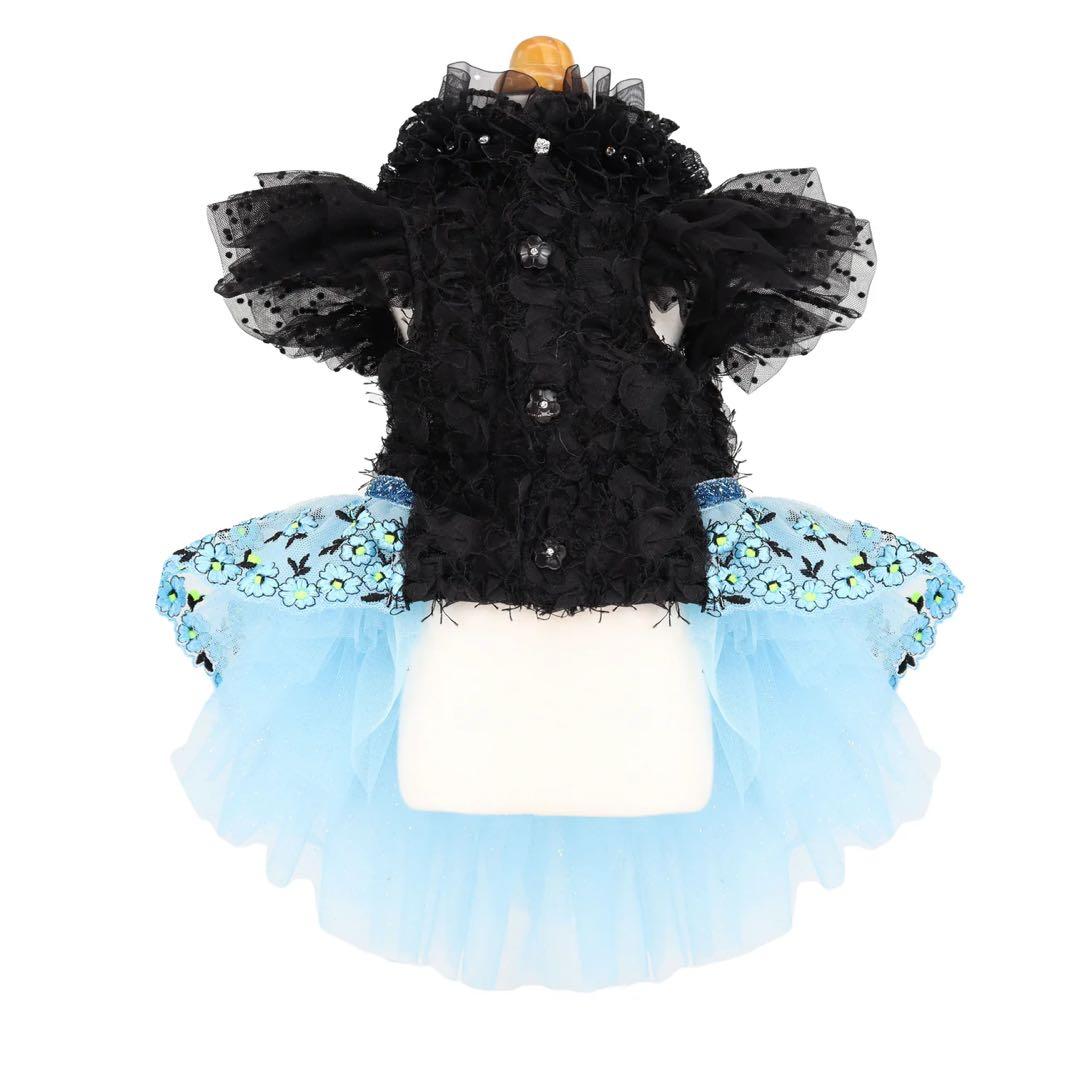 リュクスバーディLuxe birdieシルエットワンピバレッタセットブルー犬服