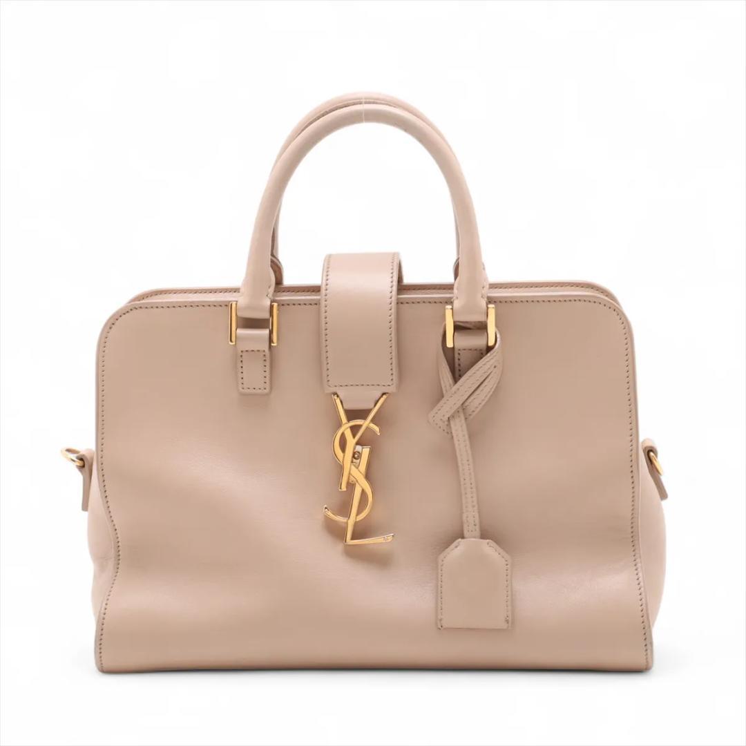 美品 サンローラン ベイビーカバス YSL ベージュ ハンドバック ゴールド金具
