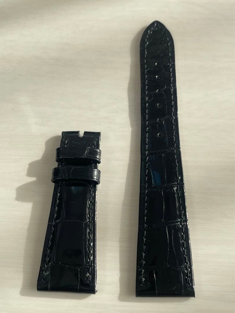 パテックフィリップ ベルト 革　ストラップ　ブラック　艶あり