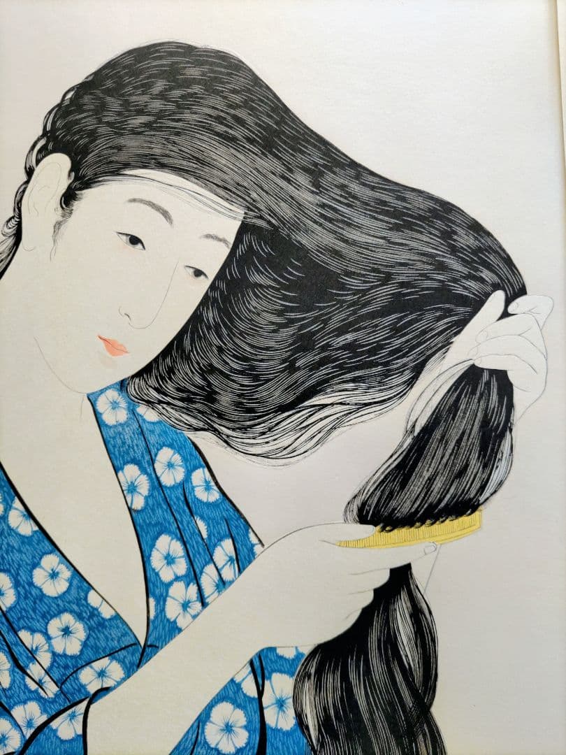 新版 橋口五葉集 髪すき 手摺木版画 丹青社版 美人画 大判