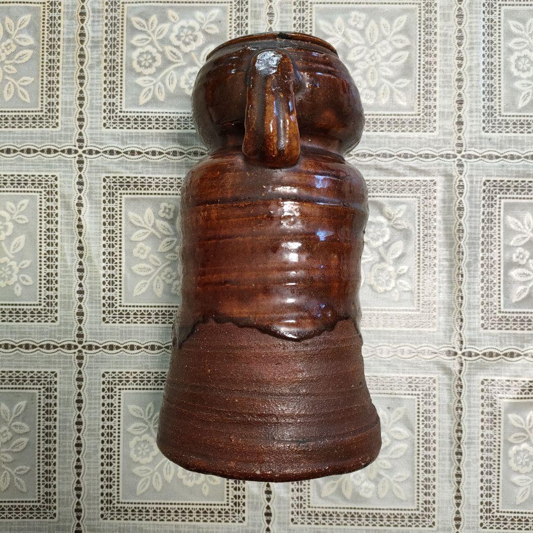 9代大樋長左衛門（陶土斎） 造『飴釉両耳花入』共箱付