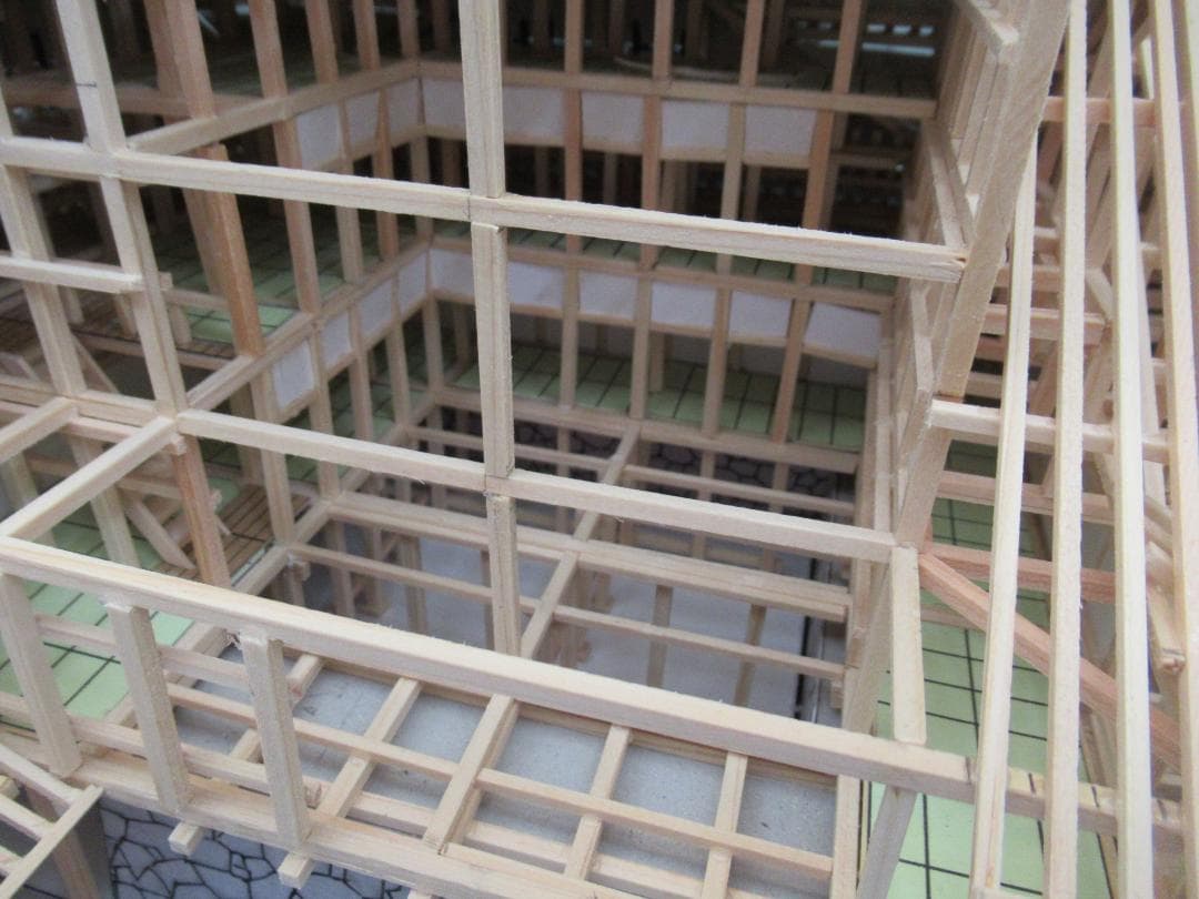 【自作品】熊本城構造模型（その２）　縮尺約１／７５　高さ約４５ｃｍ