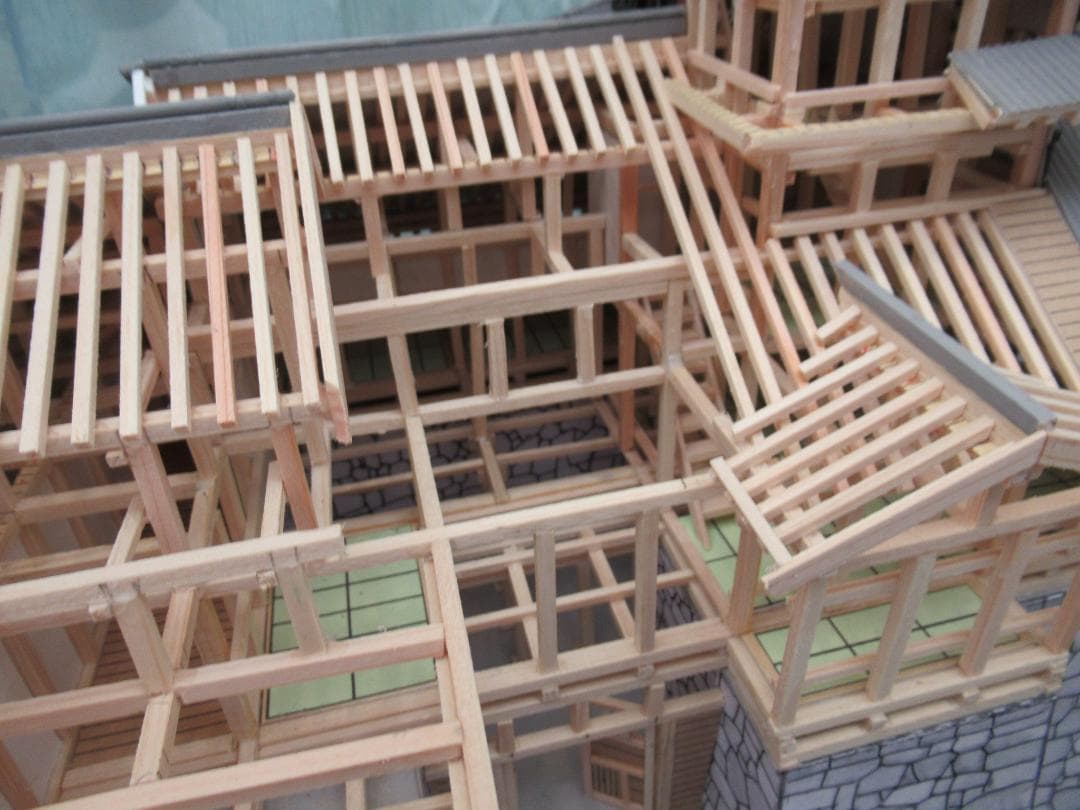 【自作品】熊本城構造模型（その２）　縮尺約１／７５　高さ約４５ｃｍ