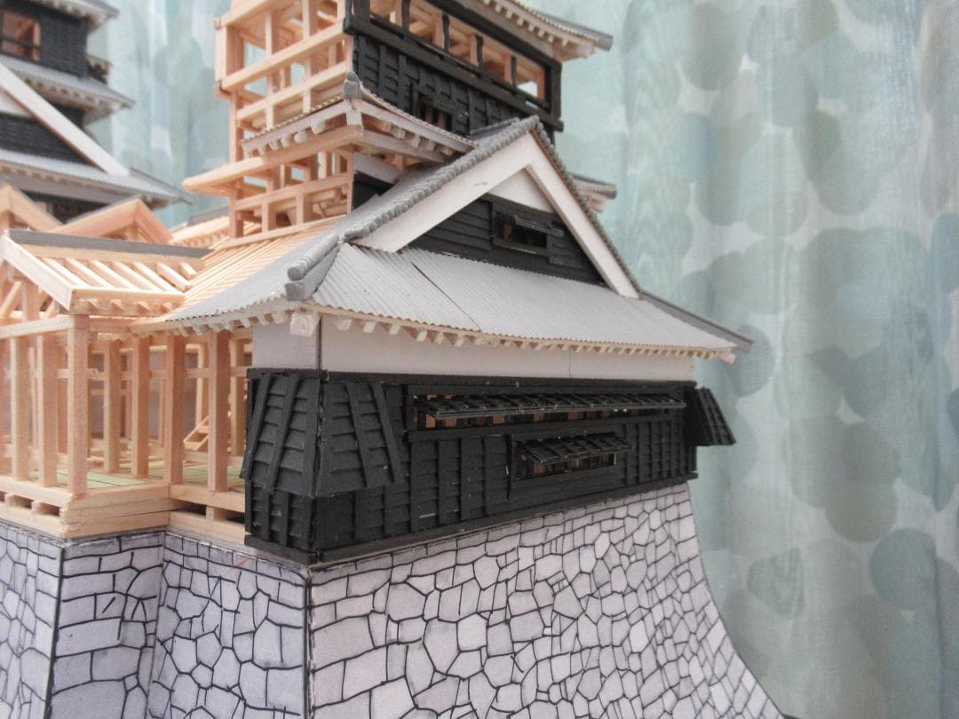 【自作品】熊本城構造模型（その２）　縮尺約１／７５　高さ約４５ｃｍ