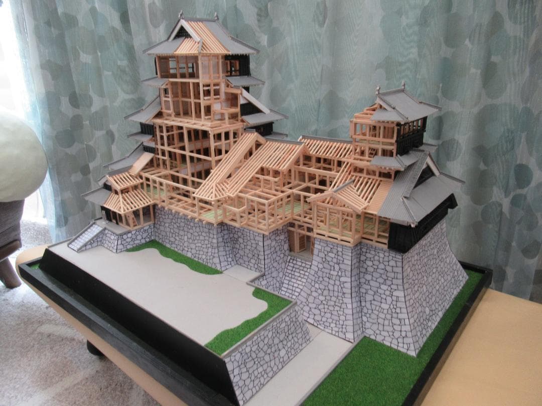 【自作品】熊本城構造模型（その２）　縮尺約１／７５　高さ約４５ｃｍ