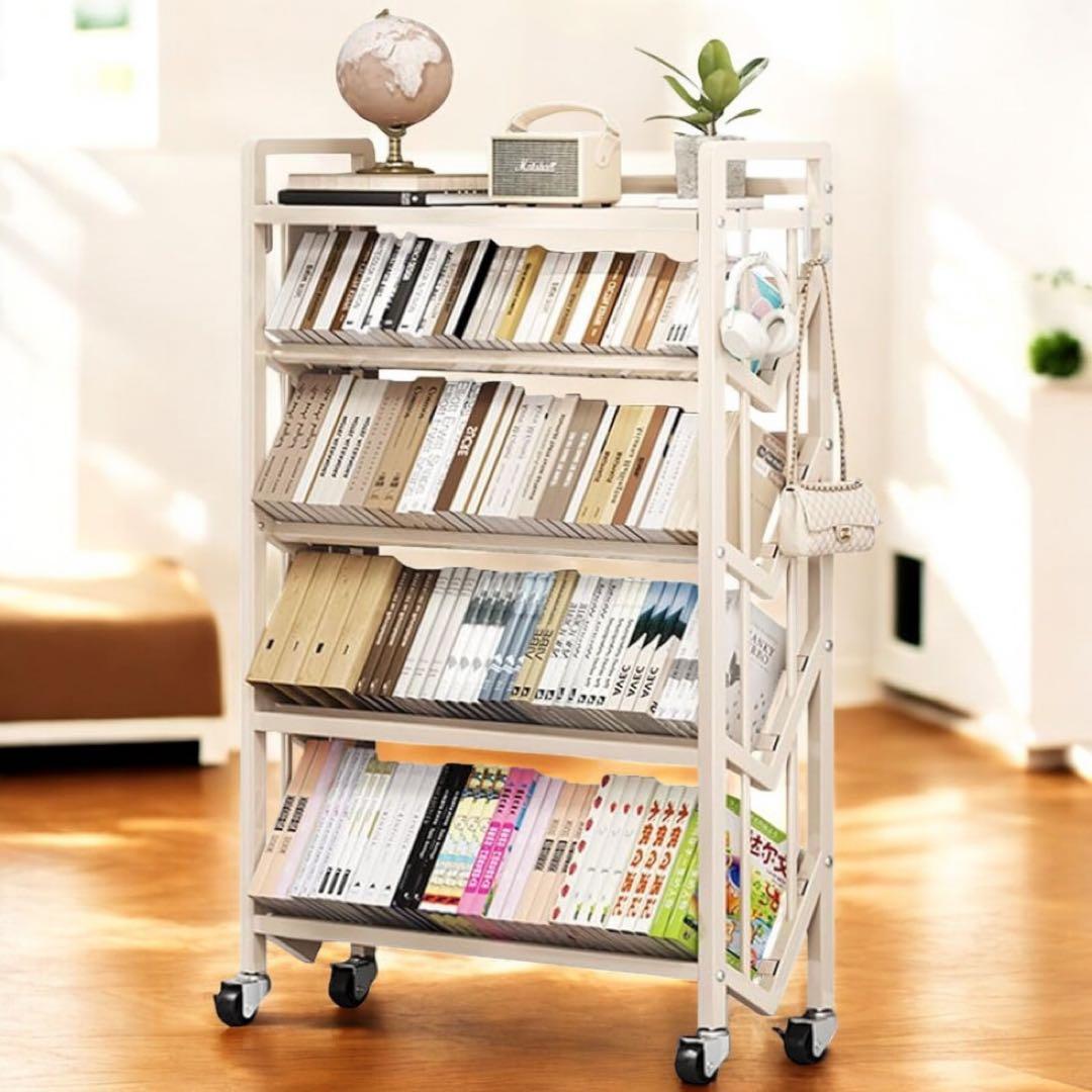 ファイルラック ファイルワゴン 本棚 5段 A4サイズ 書類収納 キャスター付