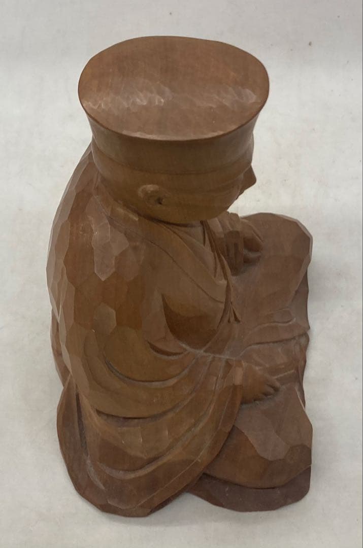 B515s 木彫 千利休座像　滝村尚之造　茶道　箱無