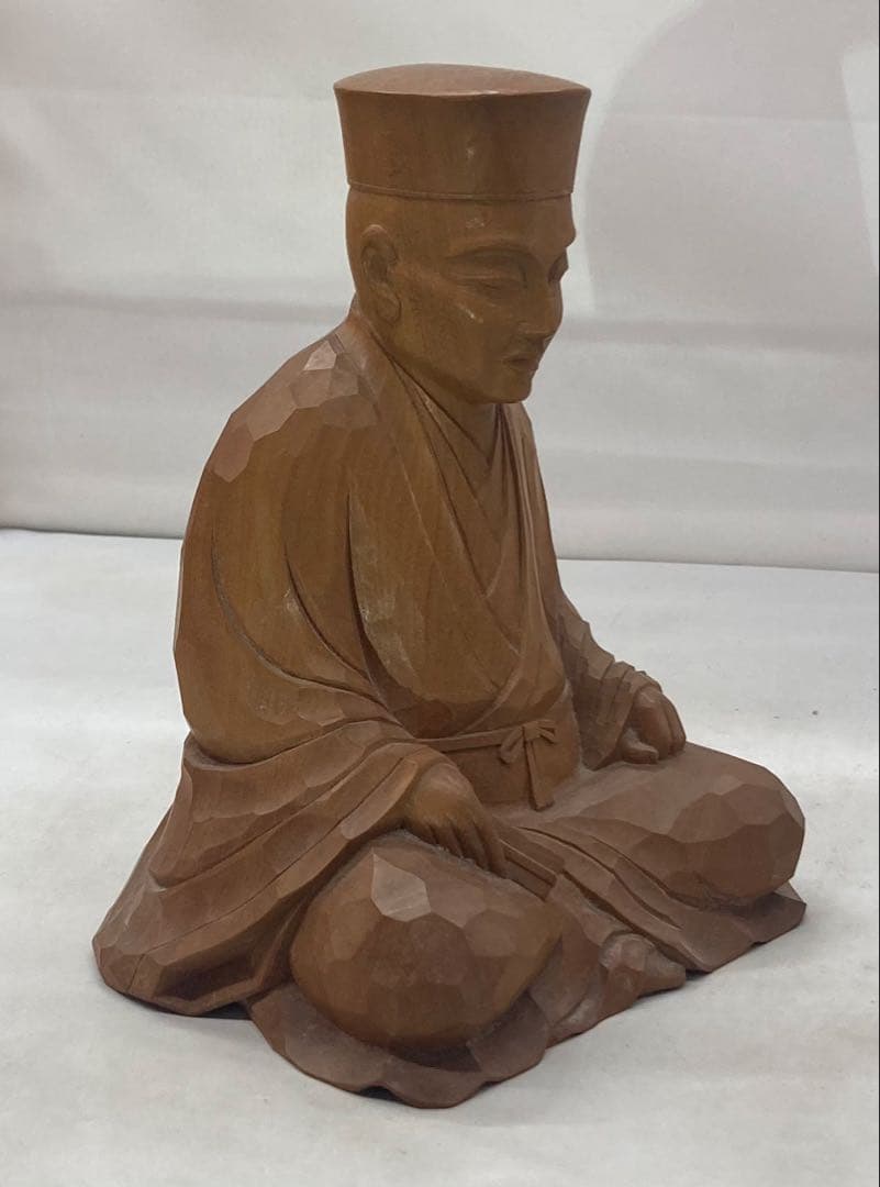B515s 木彫 千利休座像　滝村尚之造　茶道　箱無