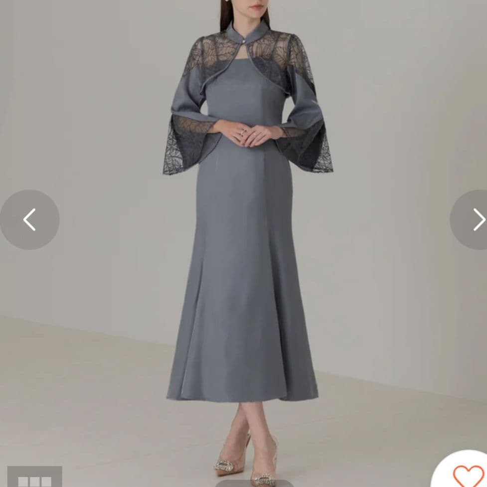 【LEJA】2点セット リーフ刺繍 パールボレロ付 マーメイドドレス 結婚式 S