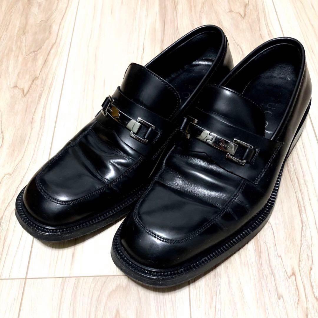 GUCCI ビットローファー プレートロゴ　革靴　レザー　ビジネスシューズ