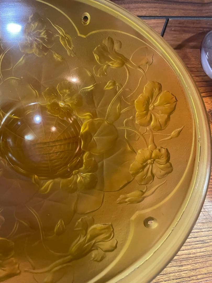 アールデコ　フロストガラス　吊り下げライトのガラス② アンバー