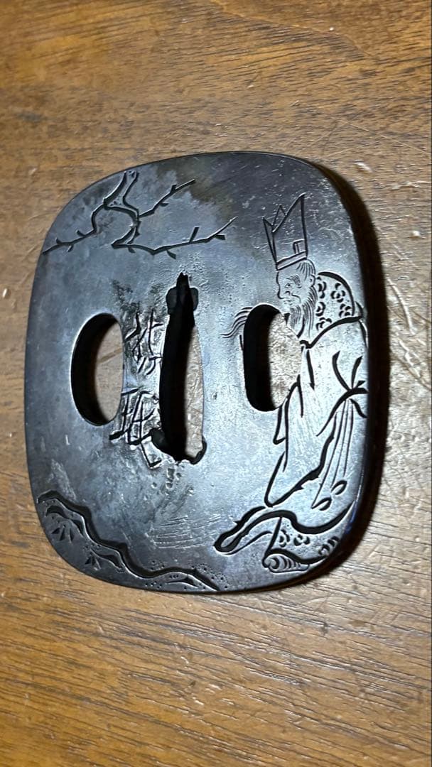 武具　刀装具　刀鍔在名　銅　 時代物　骨董