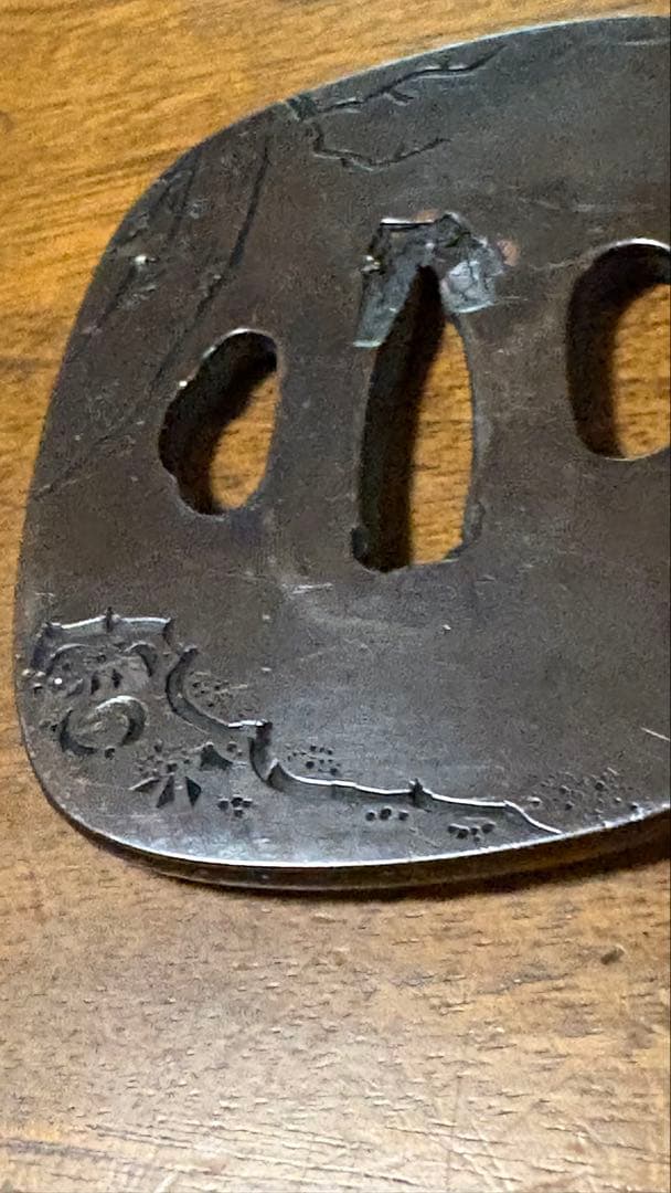 武具　刀装具　刀鍔在名　銅　 時代物　骨董