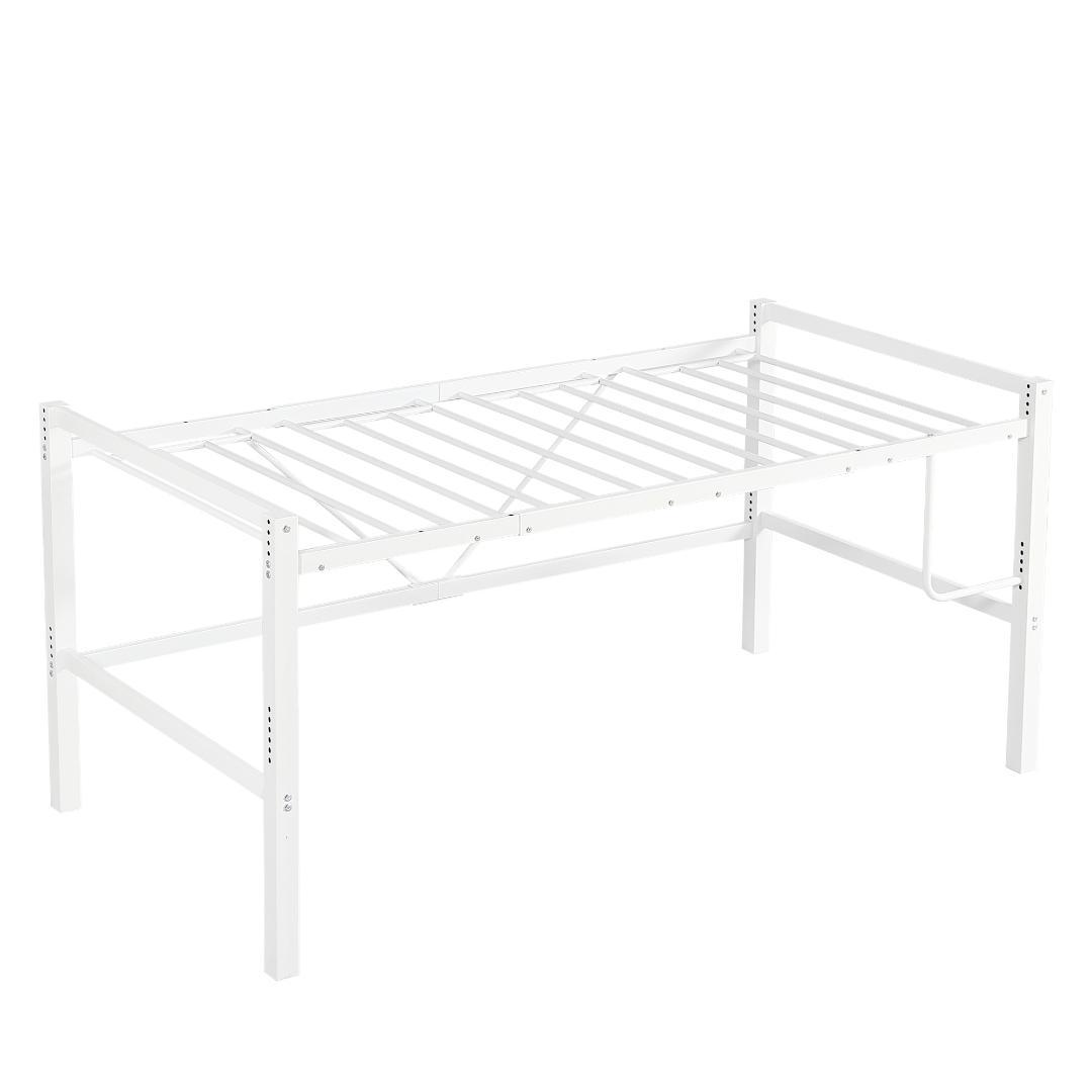 【ホワイト】高さ90cmロフトベッド パイプベッド シングルベッド 高さ調整可能
