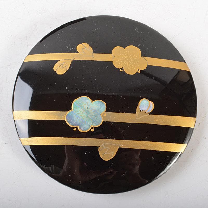 茶道具　 山中塗　中村宗悦作　螺鈿装飾　春秋棗　蓋二種　共箱　V　R6488