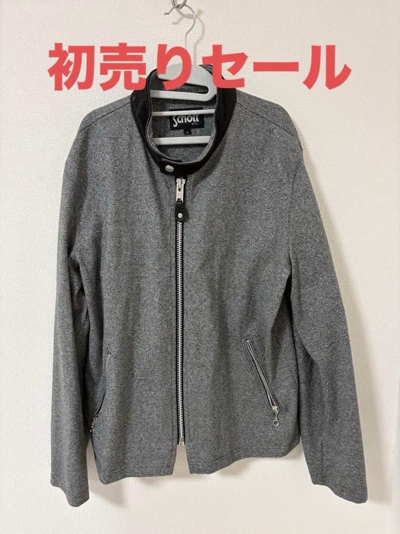 【美品】Schott シングルライダースジャケット　グレー ジャケット XL